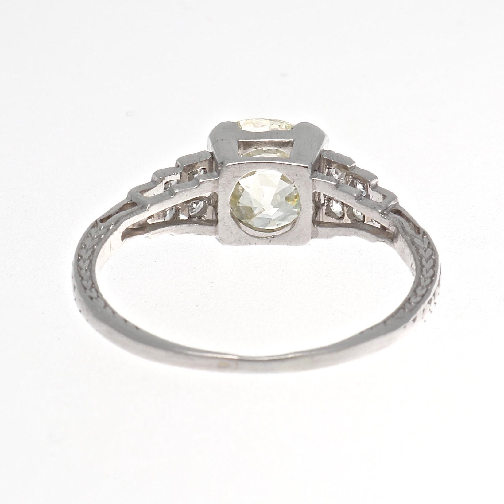 Women's Art Deco 2.60 Carat Diamond Platinum Engagement Ring