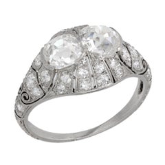 Art Deco 2.60 carat total weight diamond platinum ring