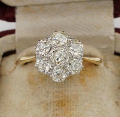 Art Deco 2.60 Carat Old Mine Cut Diamond Cluster Engagement Ring