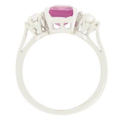 Art Deco 2.60ct Pink Sapphire and Diamond Three Stone, c.1930s