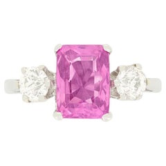 Art Deco 2.60ct Pink Sapphire and Diamond Three Stone, c.1930s
