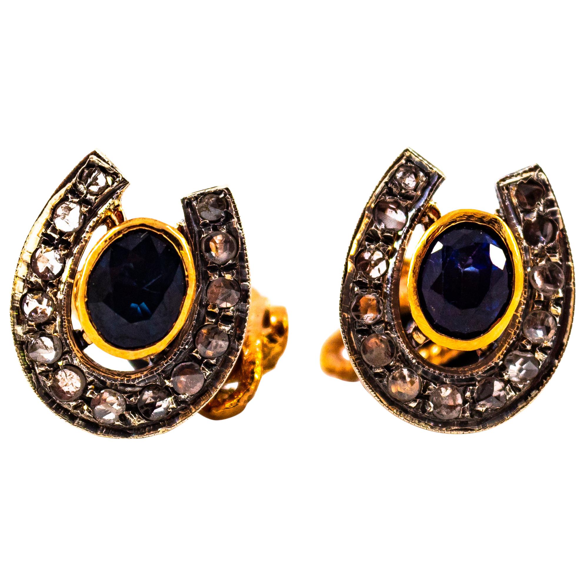 Art Deco Style 2.61 Carat Diamond Ruby Blue Sapphire Onyx Yellow Gold Cufflinks