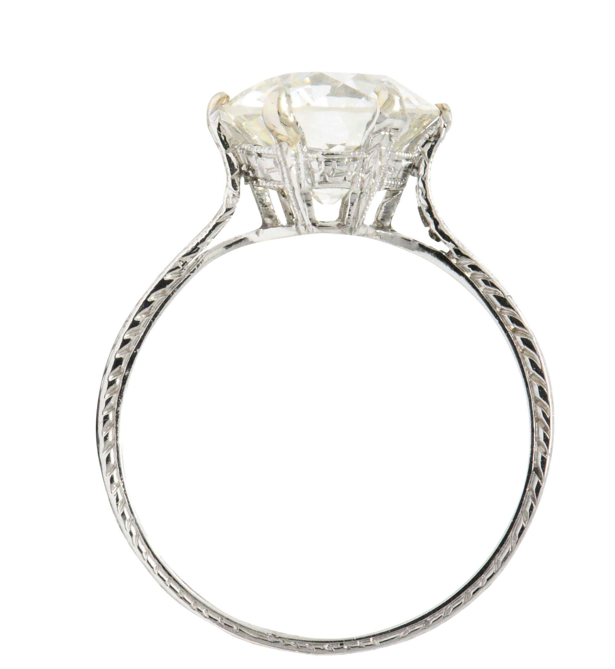 Art Deco 2.65 Carat Diamond Platinum Solitaire Engagement Ring GIA 1