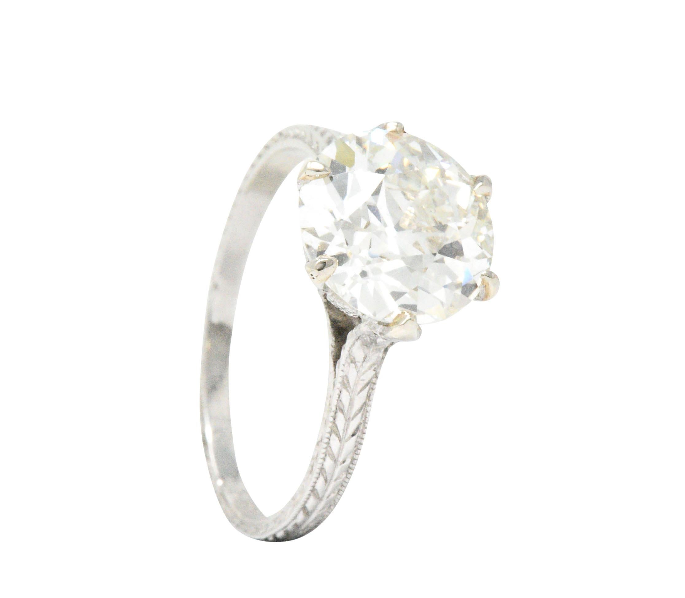 Art Deco 2.65 Carat Diamond Platinum Solitaire Engagement Ring GIA 2