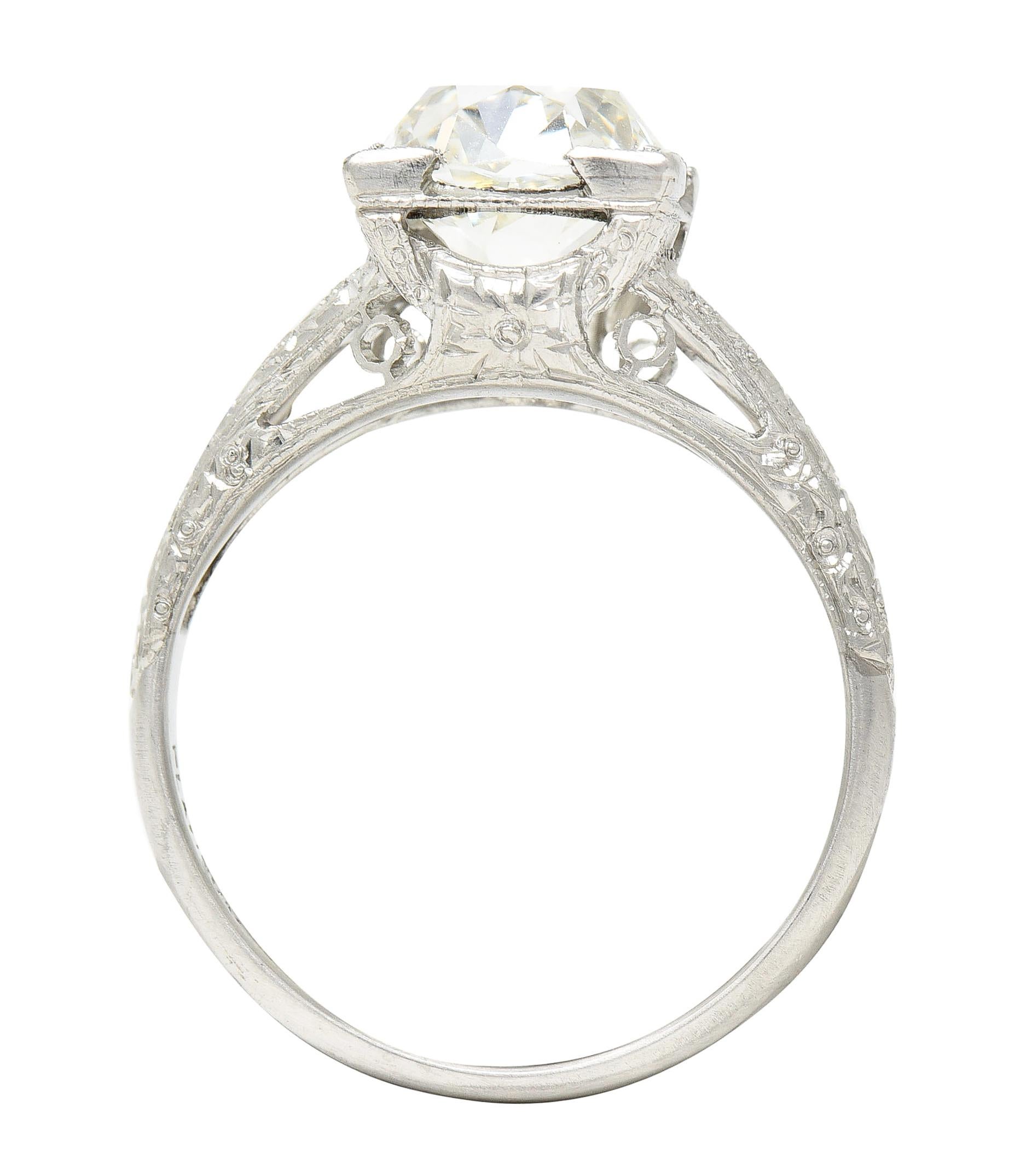 Art Deco 2.65 Carats Old Mine Diamond Orange Blossom Engagement Ring GIA 4