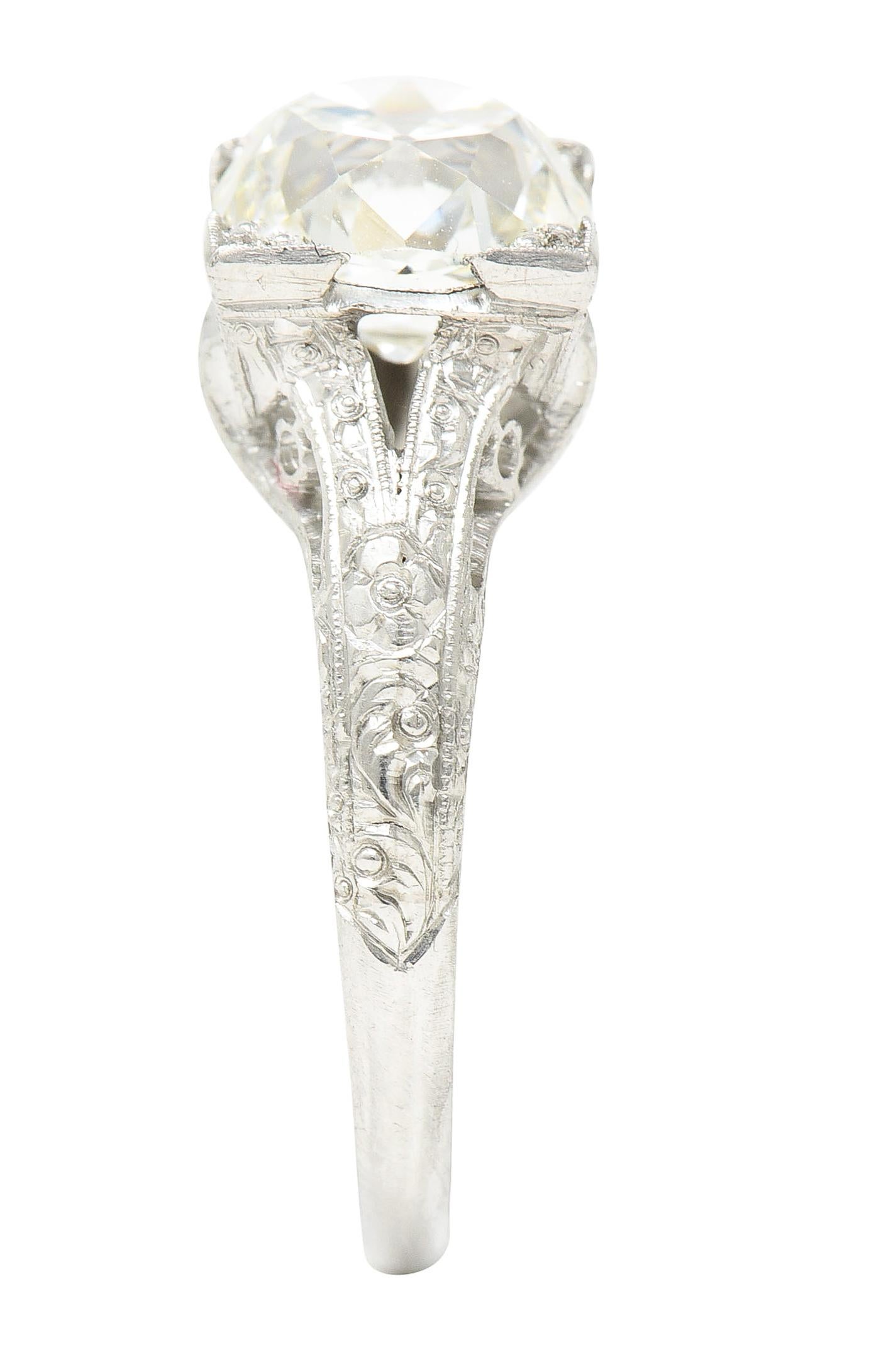 Art Deco 2.65 Carats Old Mine Diamond Orange Blossom Engagement Ring GIA 5