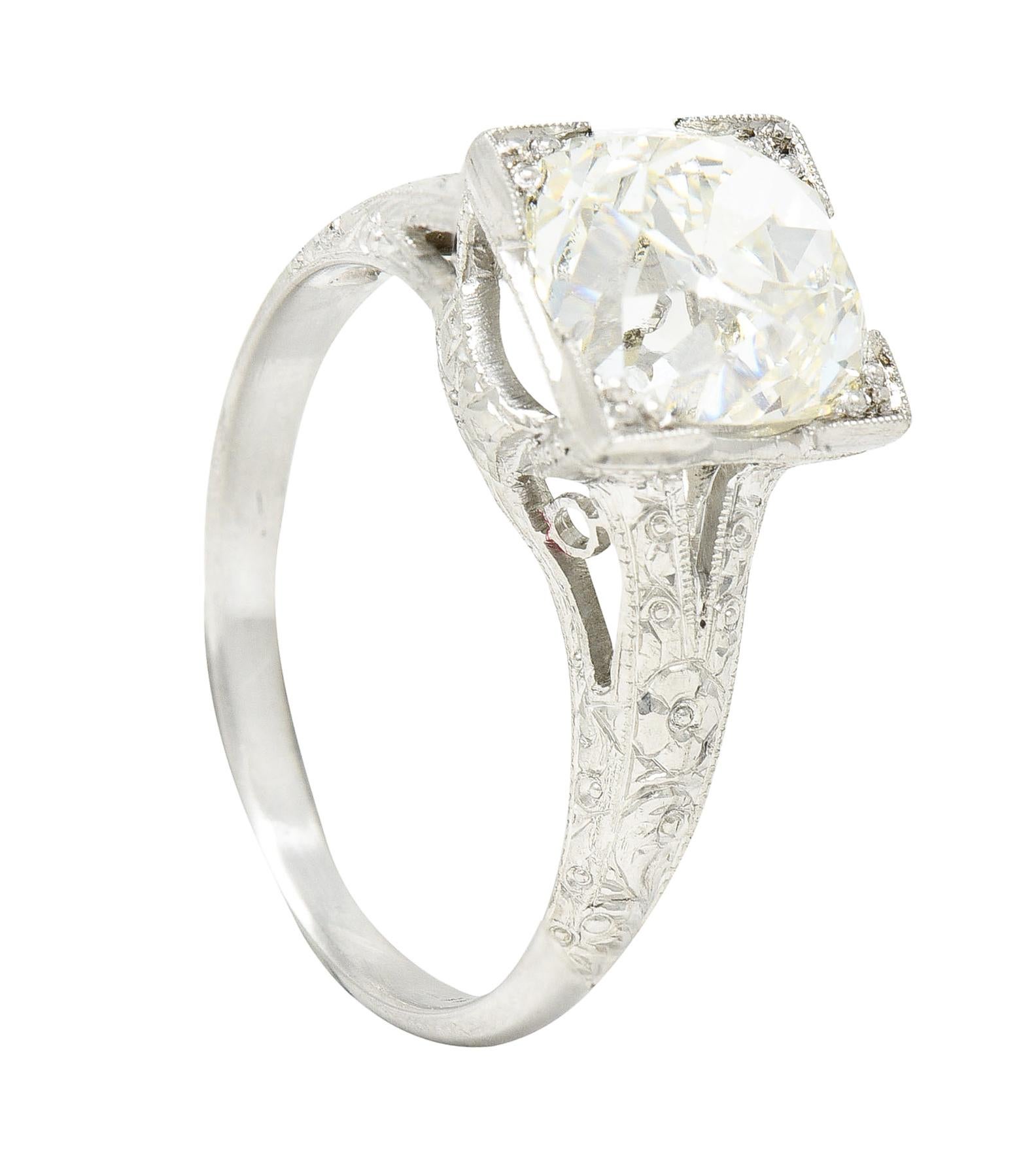 Art Deco 2.65 Carats Old Mine Diamond Orange Blossom Engagement Ring GIA 6