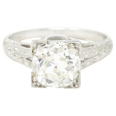 Art Deco 2.65 Carats Old Mine Diamond Orange Blossom Engagement Ring GIA