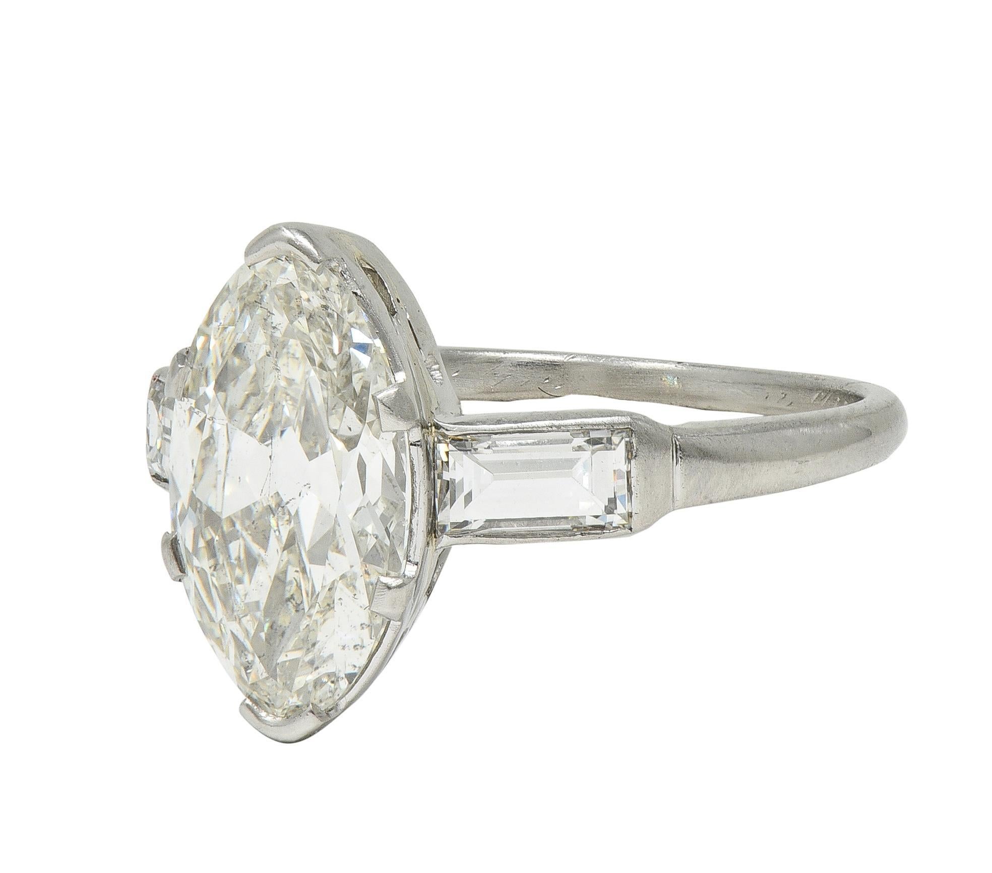 Anello di fidanzamento vintage in platino con diamante taglio marquise 2,65 CTW Art of Vintage In condizioni ottime in vendita a Philadelphia, PA