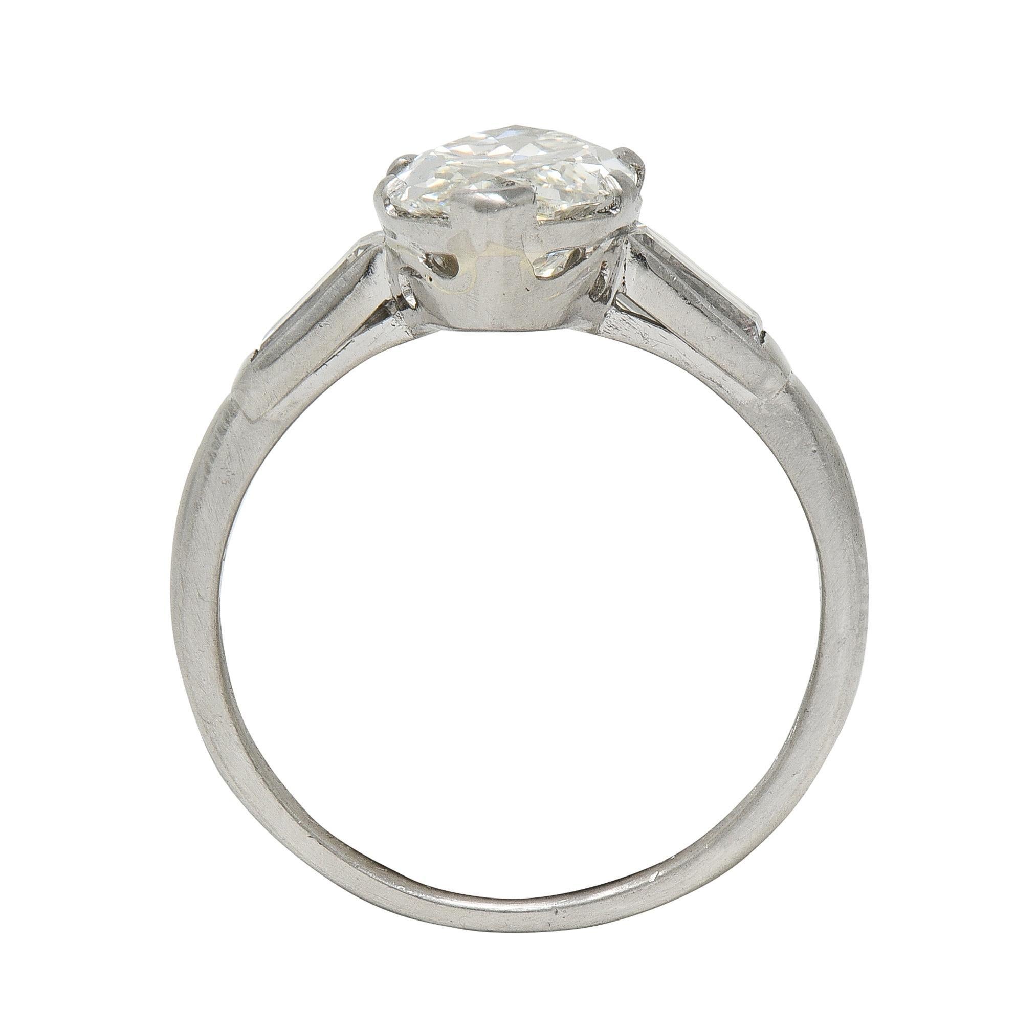 Anello di fidanzamento vintage in platino con diamante taglio marquise 2,65 CTW Art of Vintage in vendita 2