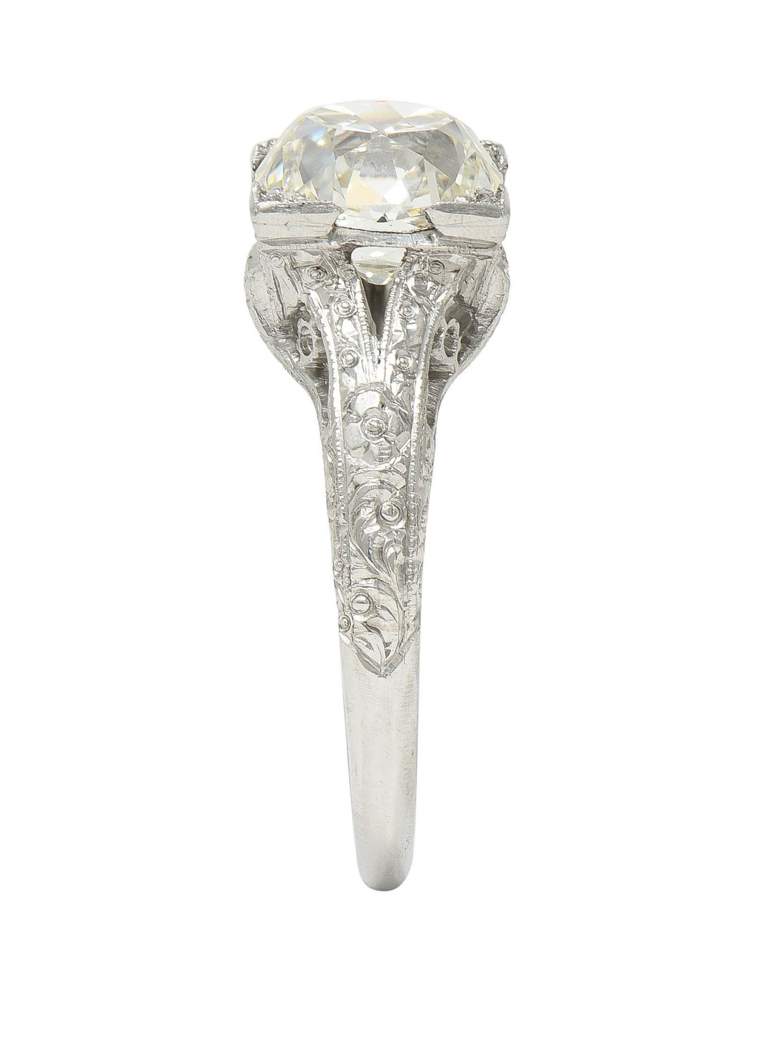 Art Deco 2.65 CTW Old Mine Diamond Orange Blossom Vintage Engagement Ring GIA For Sale 5
