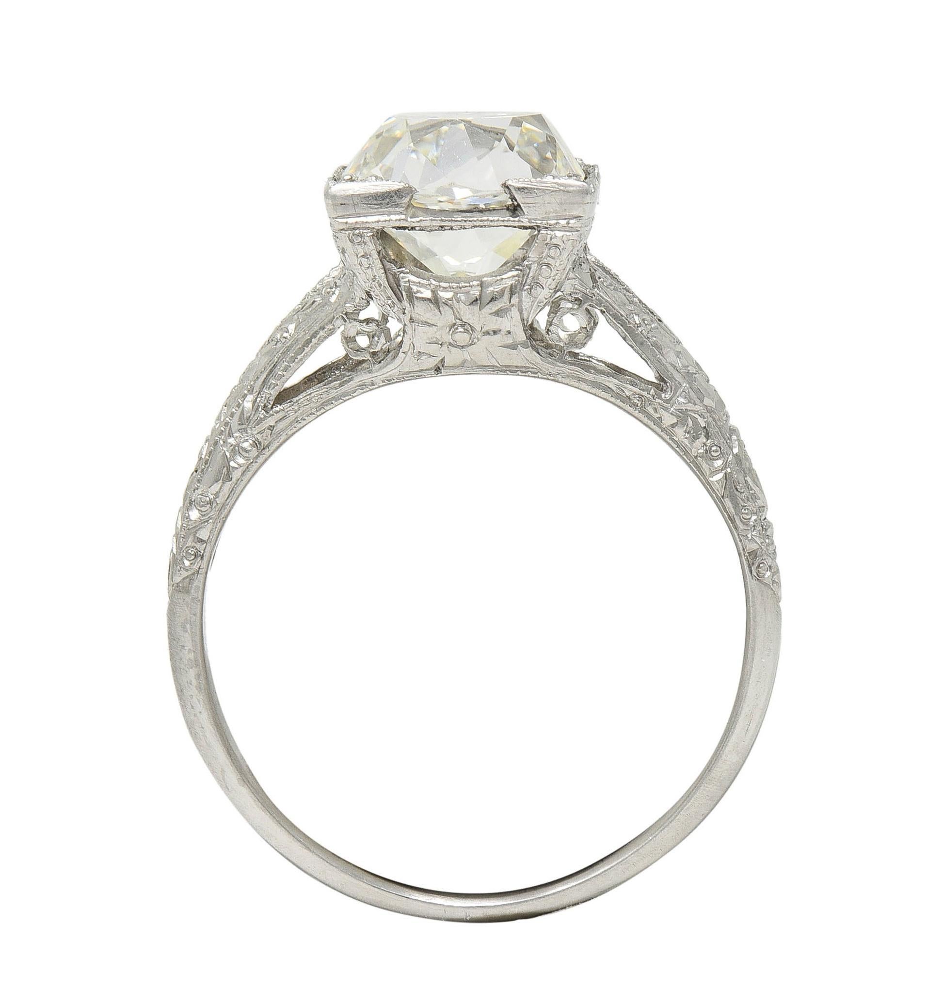 Art Deco 2.65 CTW Old Mine Diamond Orange Blossom Vintage Engagement Ring GIA For Sale 6