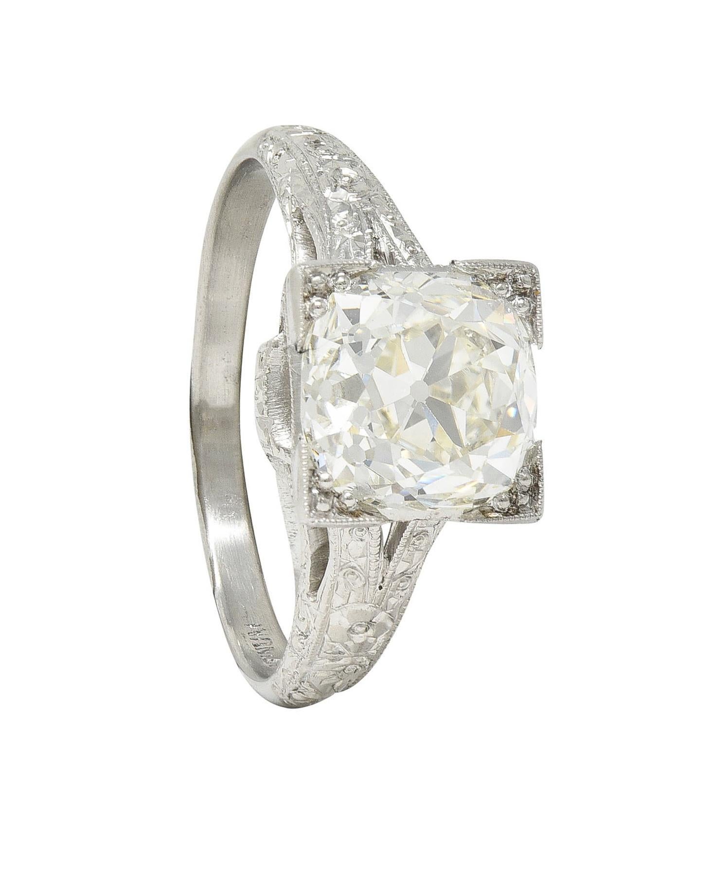 Art Deco 2.65 CTW Old Mine Diamond Orange Blossom Vintage Engagement Ring GIA For Sale 7