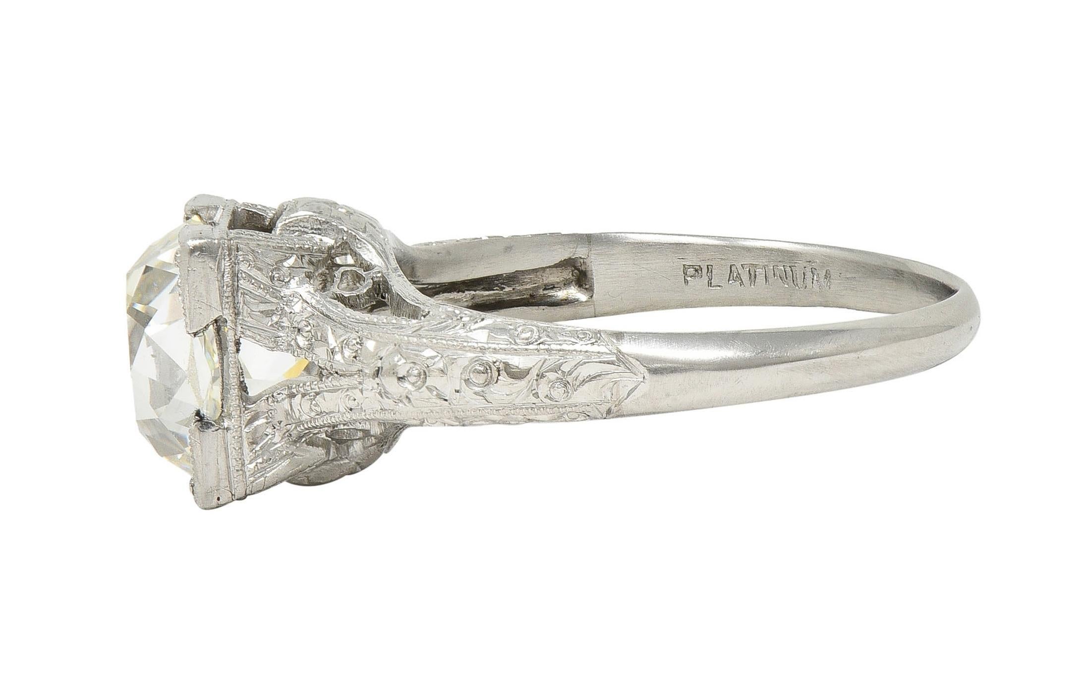 Art Deco 2.65 CTW Old Mine Diamond Orange Blossom Vintage Engagement Ring GIA For Sale 1
