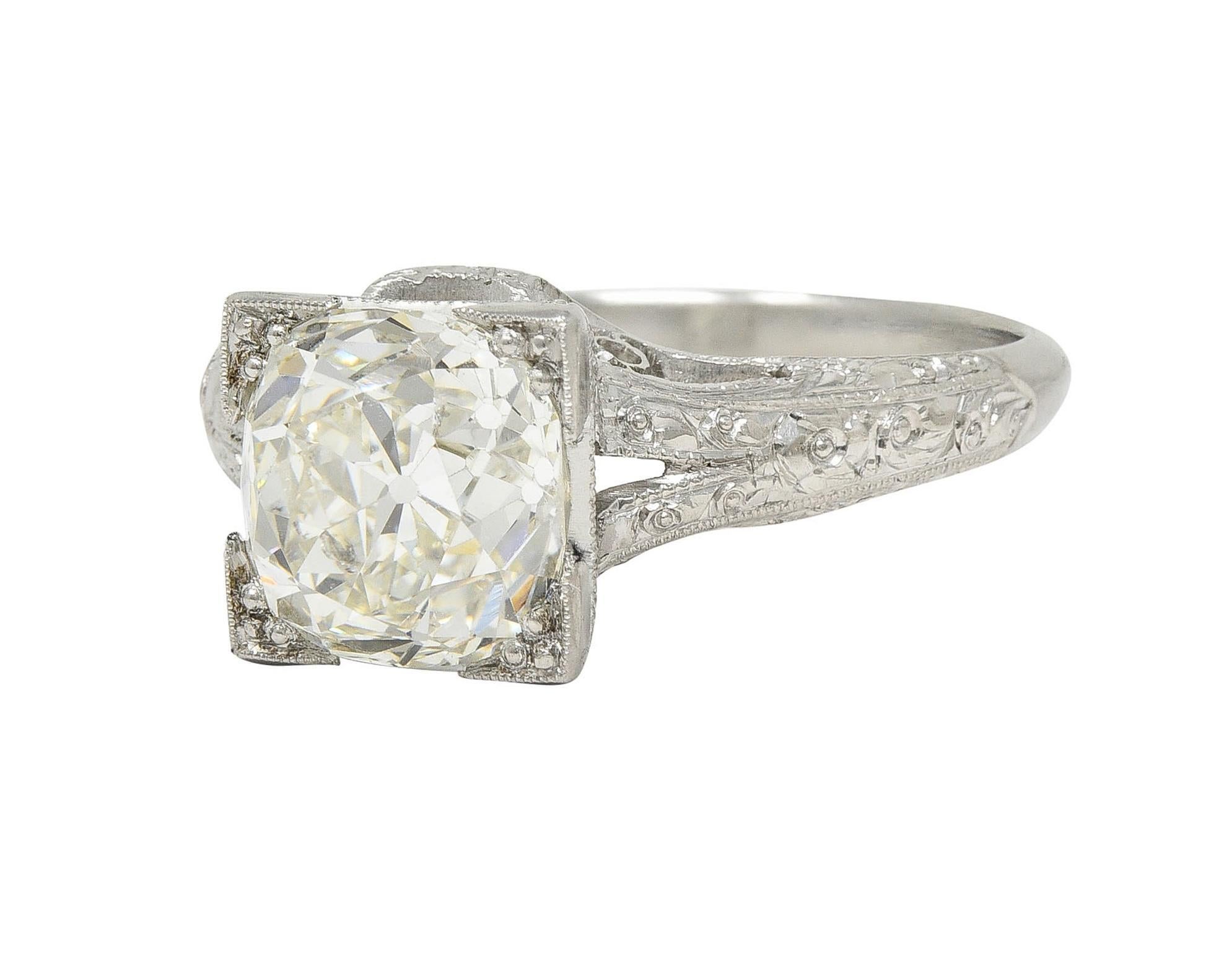 Art Deco 2.65 CTW Old Mine Diamond Orange Blossom Vintage Engagement Ring GIA For Sale 2