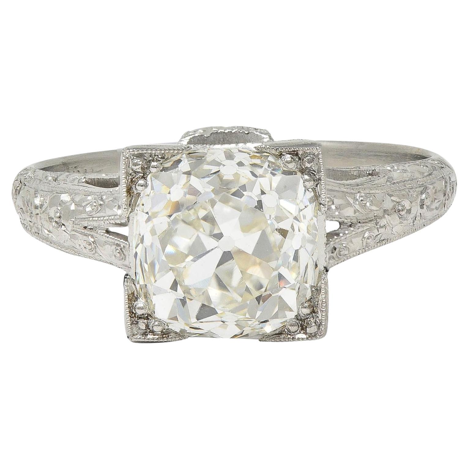 Art Deco 2.65 CTW Old Mine Diamond Orange Blossom Vintage Engagement Ring GIA For Sale