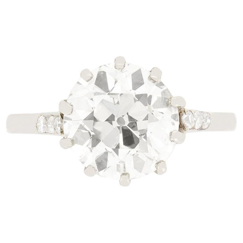 Art Deco 2.65ct Diamond Solitaire Ring, c.1920s For Sale