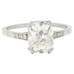 Art Deco 2.70 Carats Old Mine Cut Diamond Platinum Engagement Ring