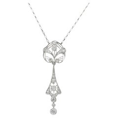 Art Deco 2.75 CTW Diamond Platinum Vintage Openwork Drop Necklace