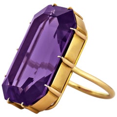 Art Deco 28.05 Amethyst Gold Statement Ring