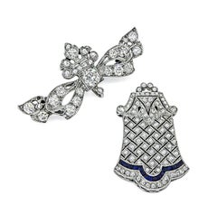 Art Deco 2.80ct Diamond Sapphire Platinum Pin/Pendant