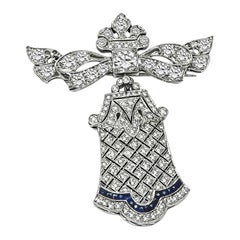 Art Deco 2.80ct Diamond Sapphire Platinum Pin/Pendant