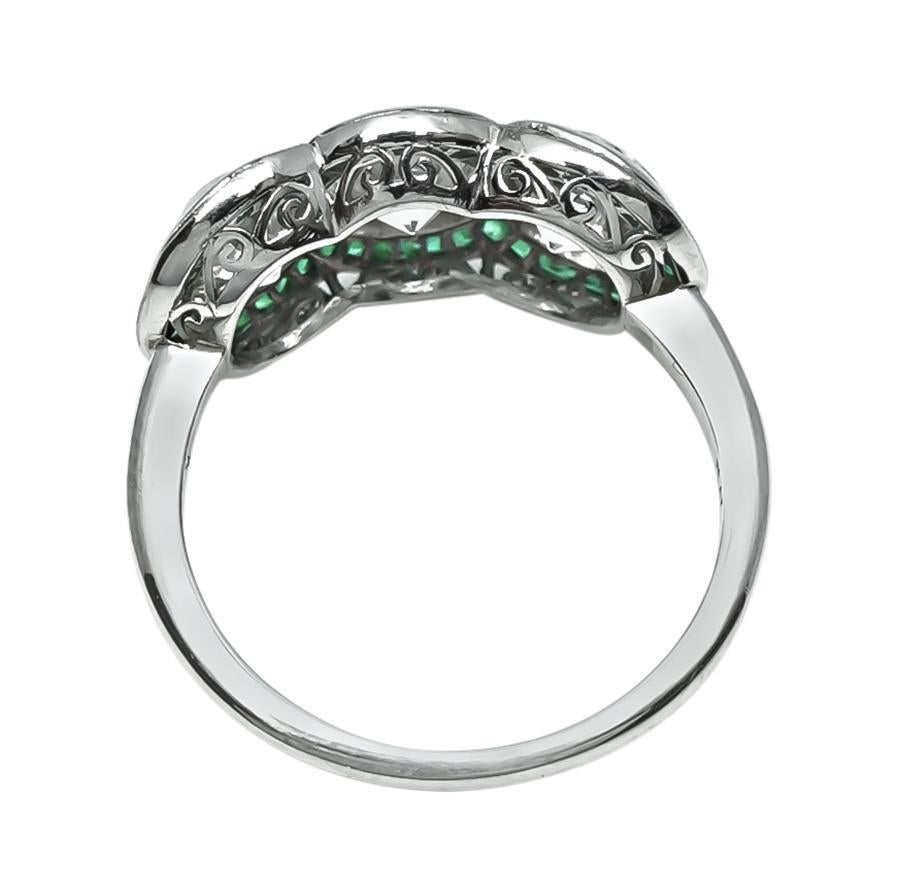 Art Deco 2.82ct Diamond Emerald Anniversary Ring In Good Condition For Sale In New York, NY