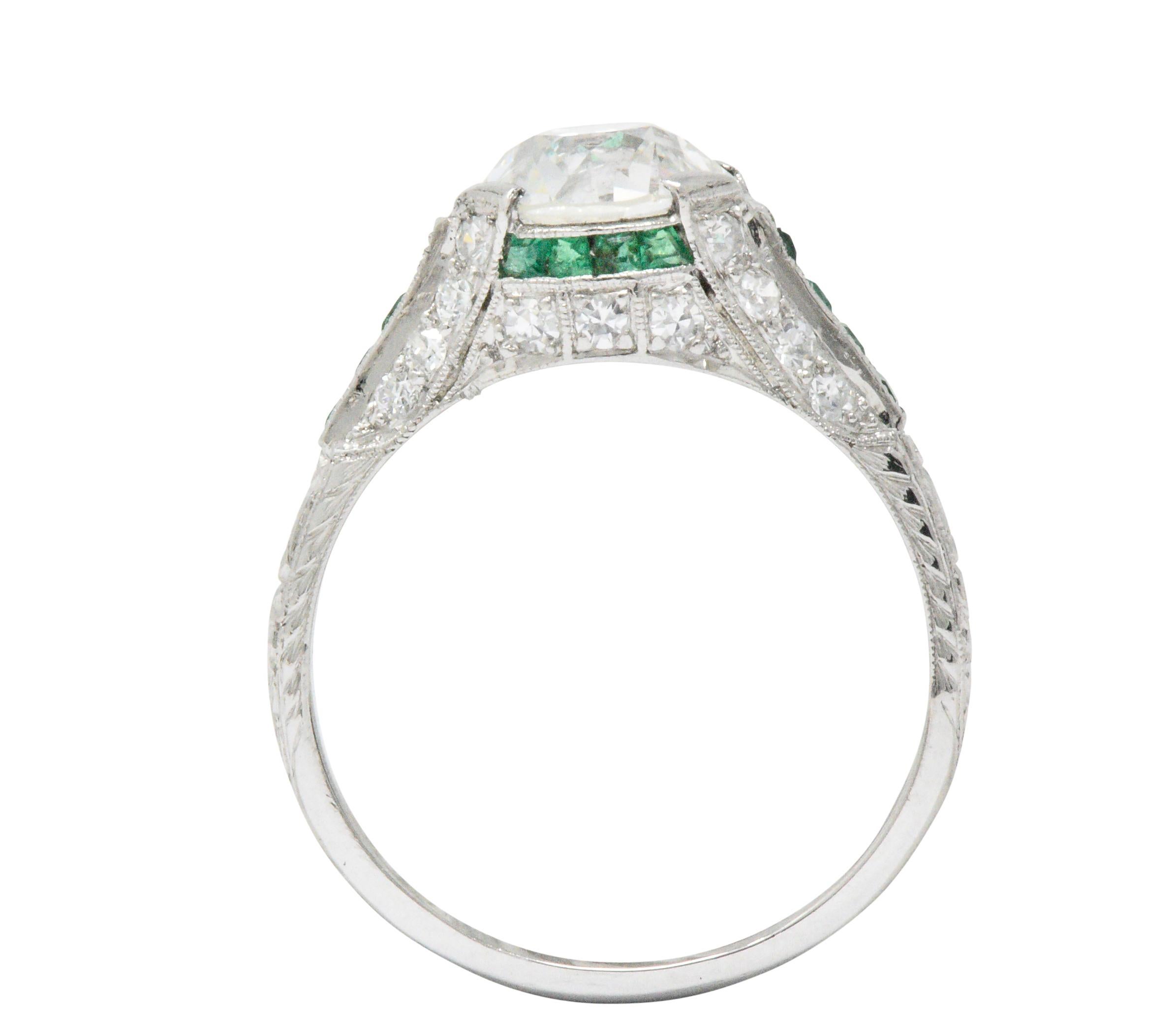 Art Deco 2.85 Carat Diamond Emerald Platinum Alternative Engagement Ring GIA 2