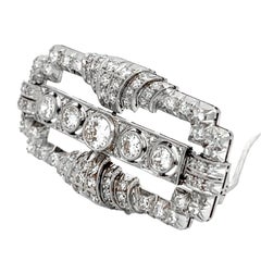Art Deco 2.85 Carat Old European Diamond Brooch Pin