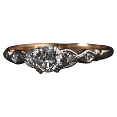 Art Deco .28ct Old Cut Diamant 18ct Gold & Platin Solitär Verlobungsring