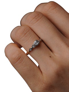 Art Deco .28ct Old Cut Diamant 18ct Gold & Platin Solitär Verlobungsring