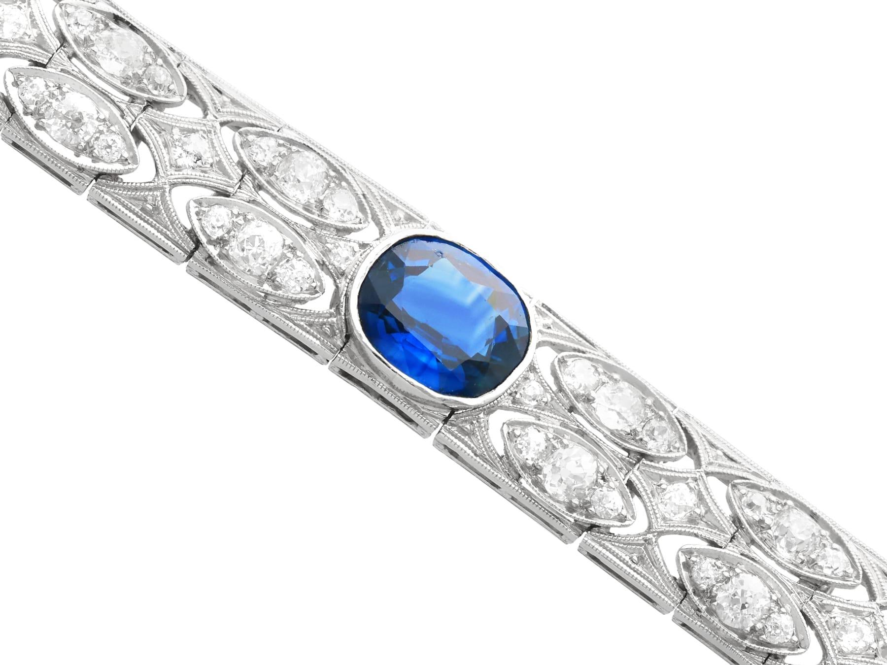Art Deco 2.90 Carat Basaltic Sapphire and 5.40 Carat Diamond Platinum Bracelet In Excellent Condition For Sale In Jesmond, Newcastle Upon Tyne
