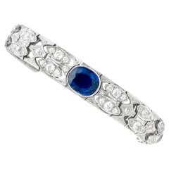 Art Deco 2.90 Carat Basaltic Sapphire and 5.40 Carat Diamond Platinum Bracelet