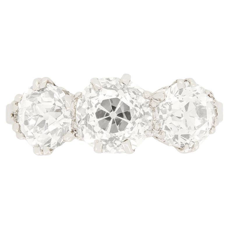Art Deco 2.90ct Diamond Trilogy Ring, c.1920s For Sale