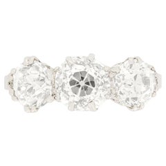 Bague trilogie de diamants de 2,90 carats Art déco, années 1920