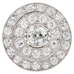 Art Deco 2.93 Ctw. Old Mine Cut Diamond Target Cluster Ring