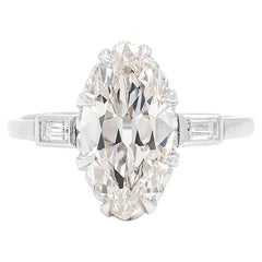 Art Deco 2.95 Carat GIA Vintage Marquise Cut Diamond Engagement Ring