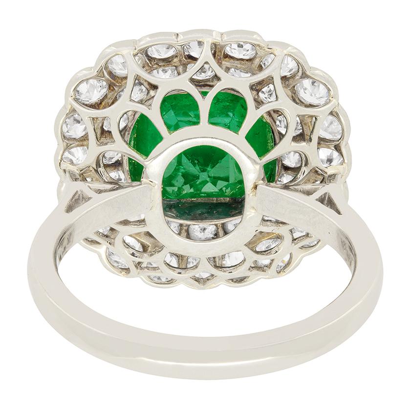 Art Deco 2.97ct Emerald and Diamond Ring, c.1920s In Good Condition For Sale In London, GB