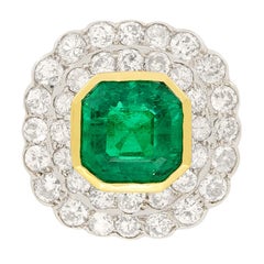 Art Deco 2.97ct Emerald and Diamond Ring, c.1920s