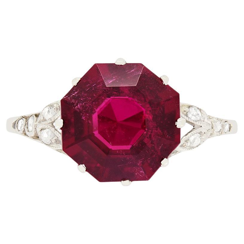 Art Deco 2.97ct Rubellite Solitaire Ring, c.1920s