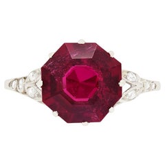 Anillo solitario Art Déco de rubelita de 2,97 ct, c.1920
