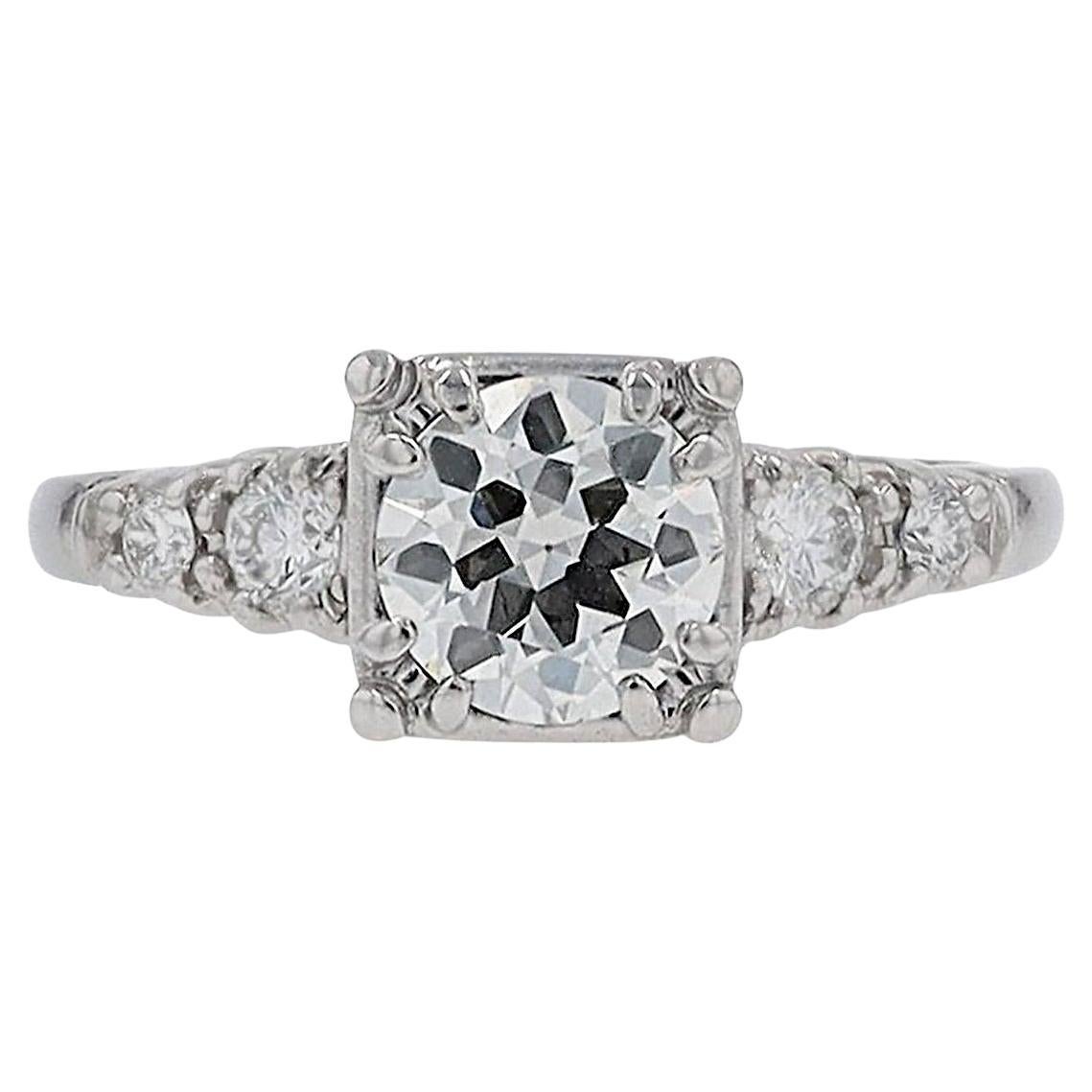 Art Deco 3/4 Carat Diamond Antique Engagement Ring For Sale