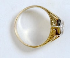 Art Deco .375 Carat Old Mine Cut Diamond Solitaire Ring Set in 14/18ct Gold