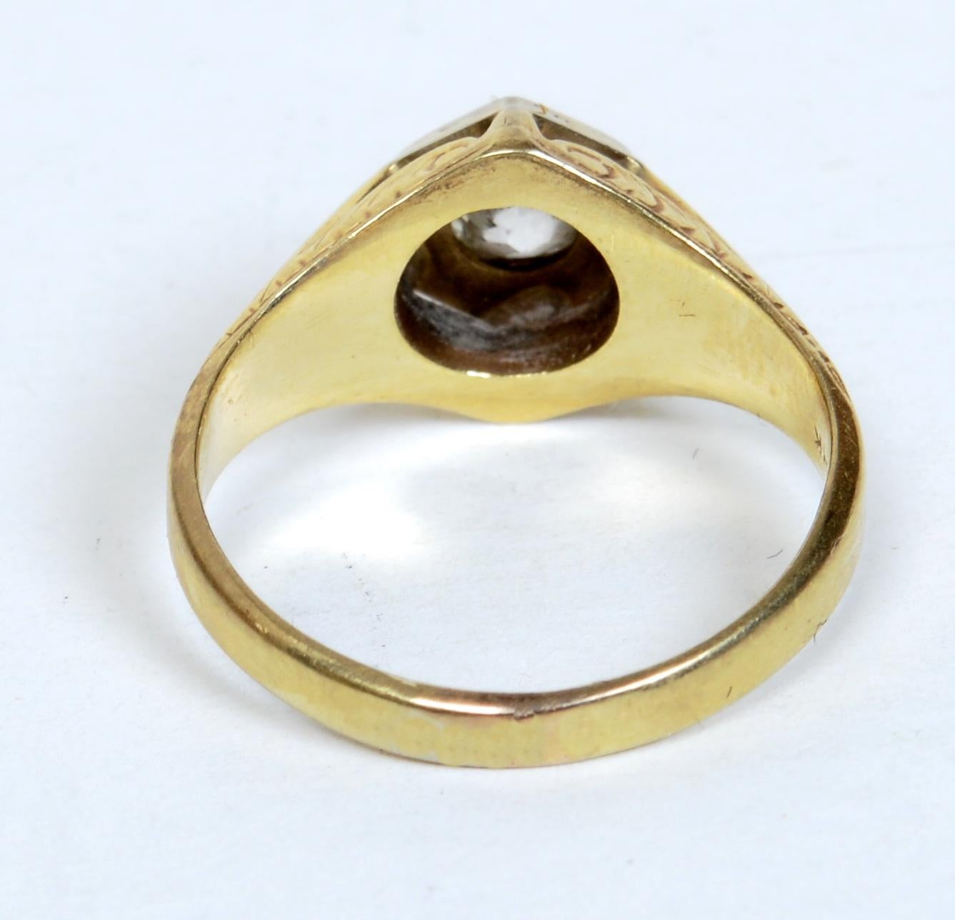 Art Déco Art Deco .375 Carat Old Mine Cut Diamond Solitaire Ring Set in 14/18ct Gold in vendita