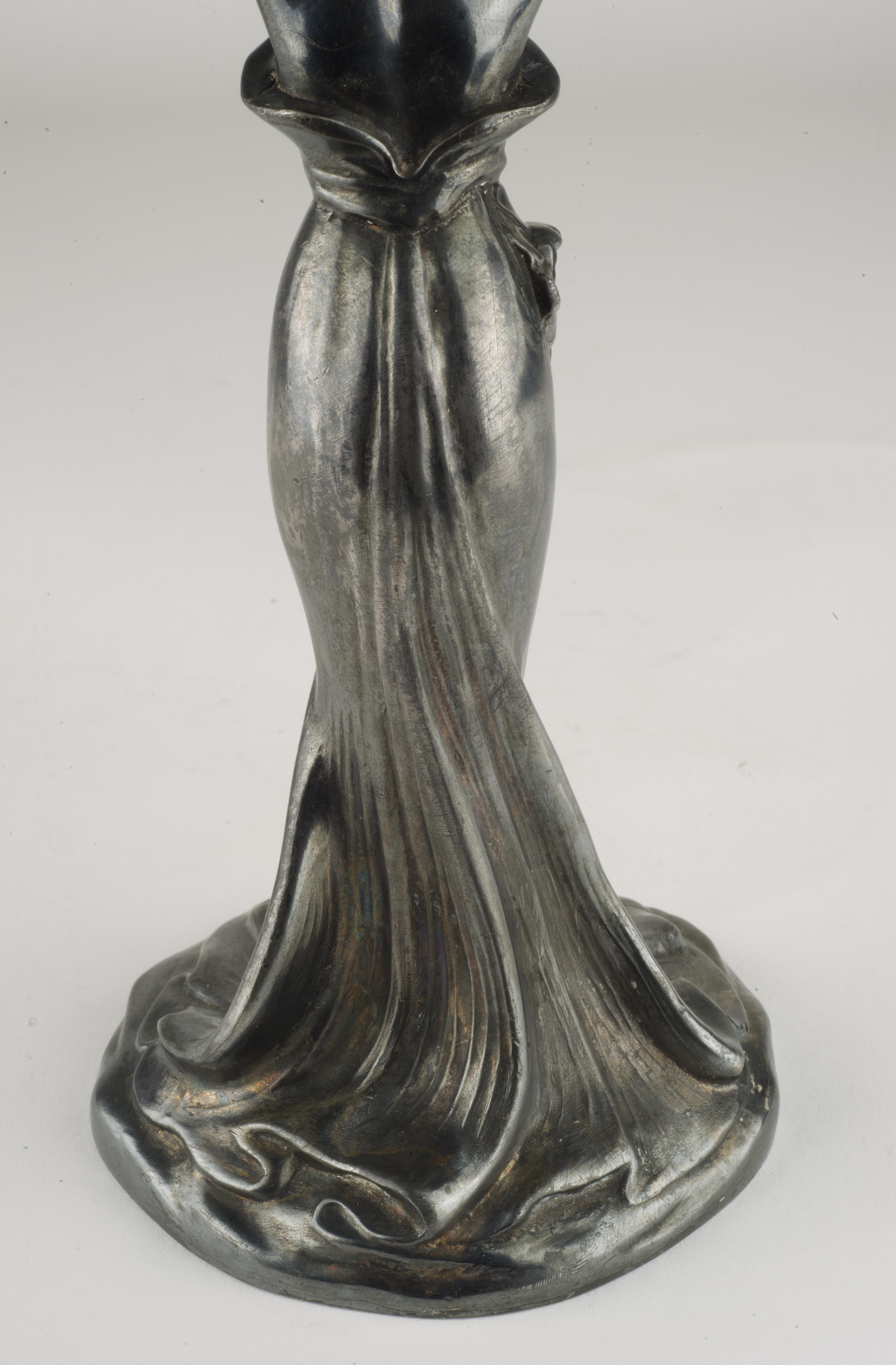 Art Deco 3-Arm Candelabra Woman Figure E.G. Webster & Sons For Sale 3