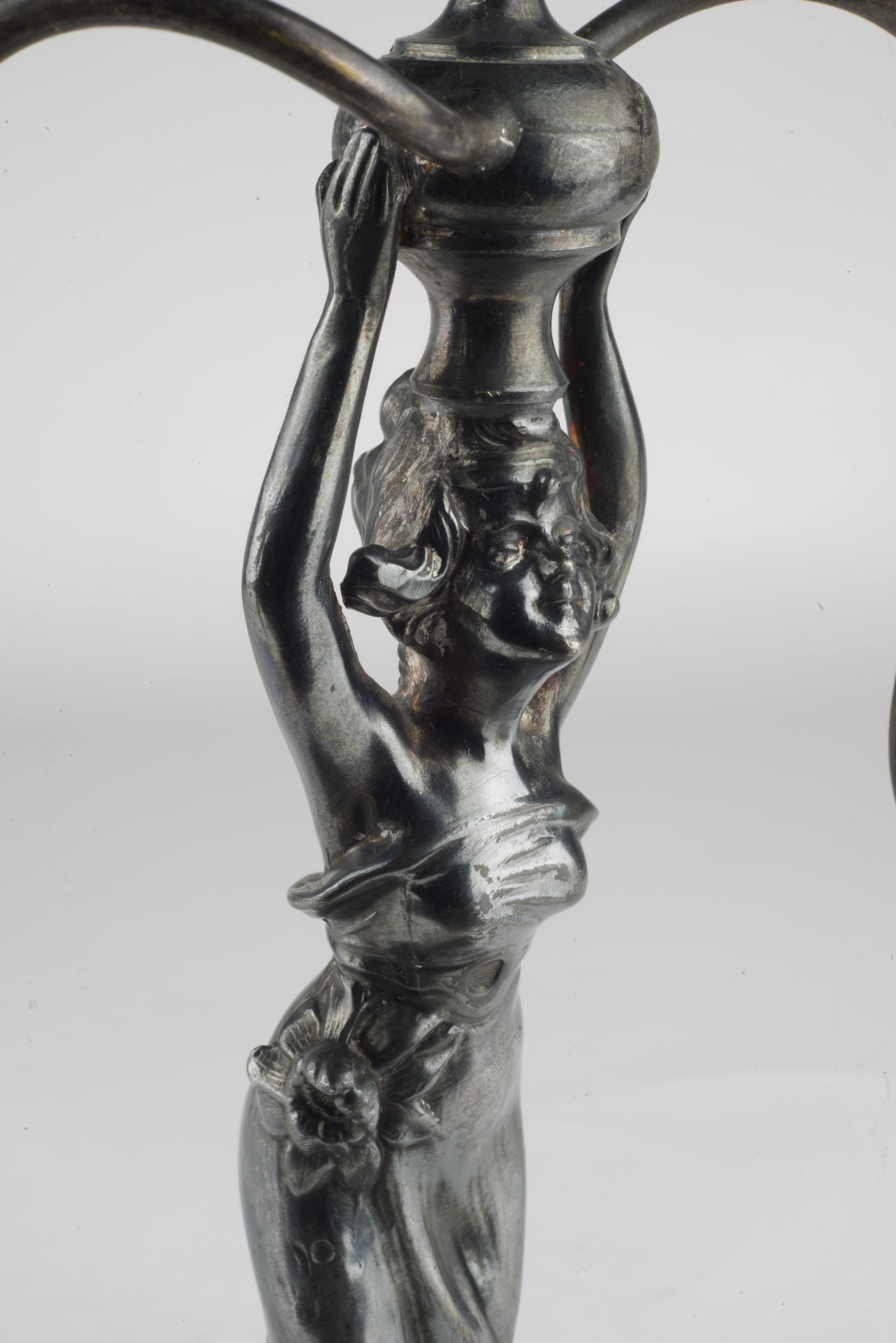 Art Deco 3-Arm Candelabra Woman Figure E.G. Webster & Sons For Sale 5