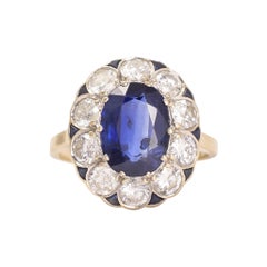 Antique Art Deco 3 Carat Ceylon Sapphire Cluster Ring
