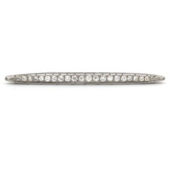 Art Deco 3 Carat Diamond Platin Gold Bar Brooch Pin, circa 1930