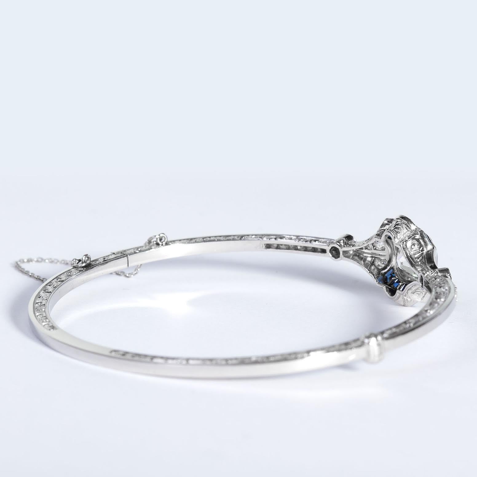 Art Deco 3 Carat Diamond Sapphire Bracelet 1