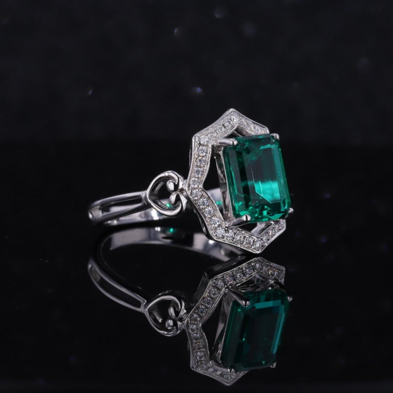 Customizable 3 Carat Emerald Diamond Wedding Ring, Antique Emerald ...